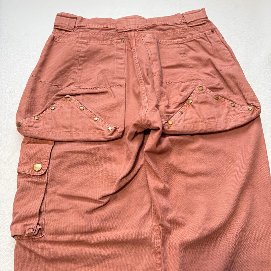 古着 KAPITAL スタッズ ワイドカーゴパンツ ピンクベージュ