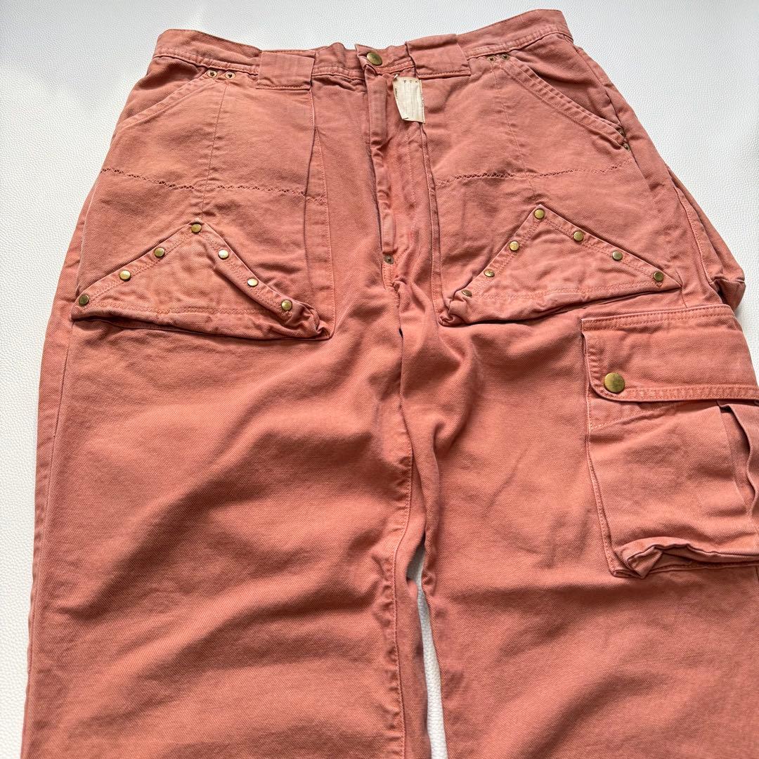 古着 KAPITAL スタッズ ワイドカーゴパンツ ピンクベージュ