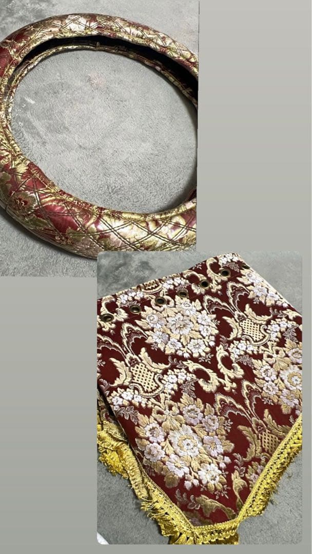 トラック装飾品 金華山ダッシュボードマットとハンドルカバー 内装品2点セット