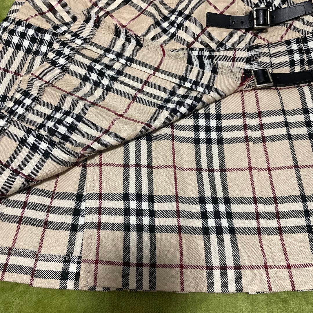 希少 新品 バーバリーブルーレーベル ノバチェック プリーツ巻きスカート 36