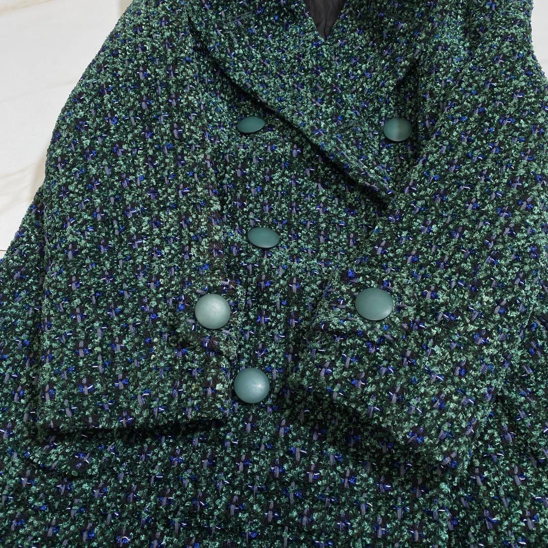 希少カラー♡LINTON ツイード ダブルブレストロングコート オートクチュール