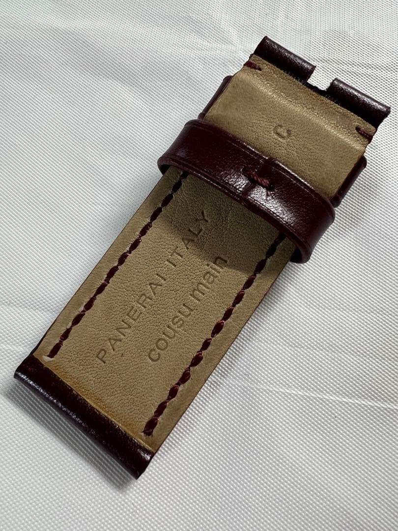新品未使用 パネライ 純正カーフストラップ 26mm×26mm ストレート 茶