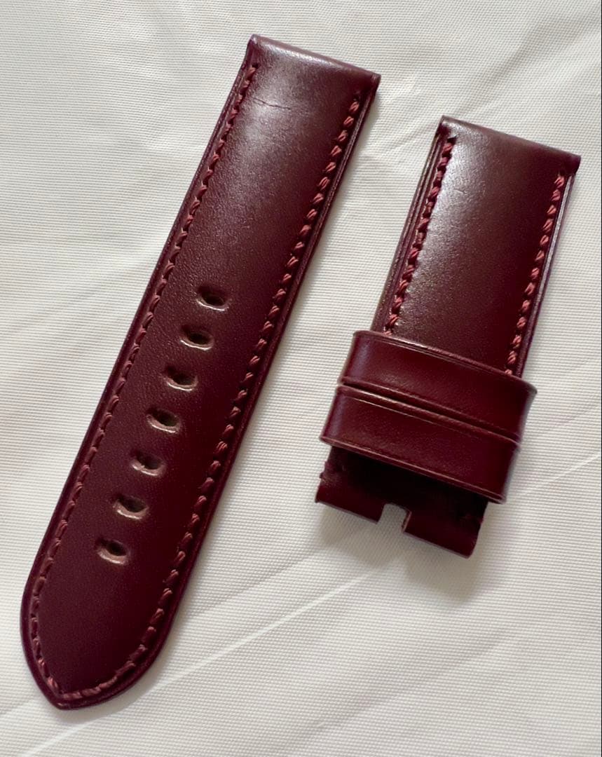 新品未使用 パネライ 純正カーフストラップ 26mm×26mm ストレート 茶