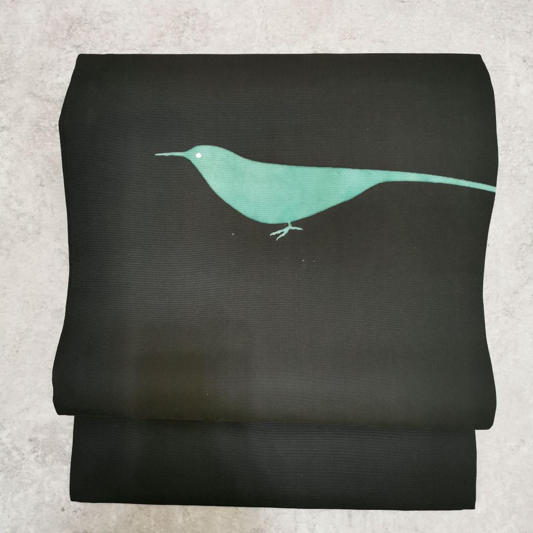 【名古屋帯】シンプルモダン 梅にうぐいす 塩瀬 九寸名古屋帯