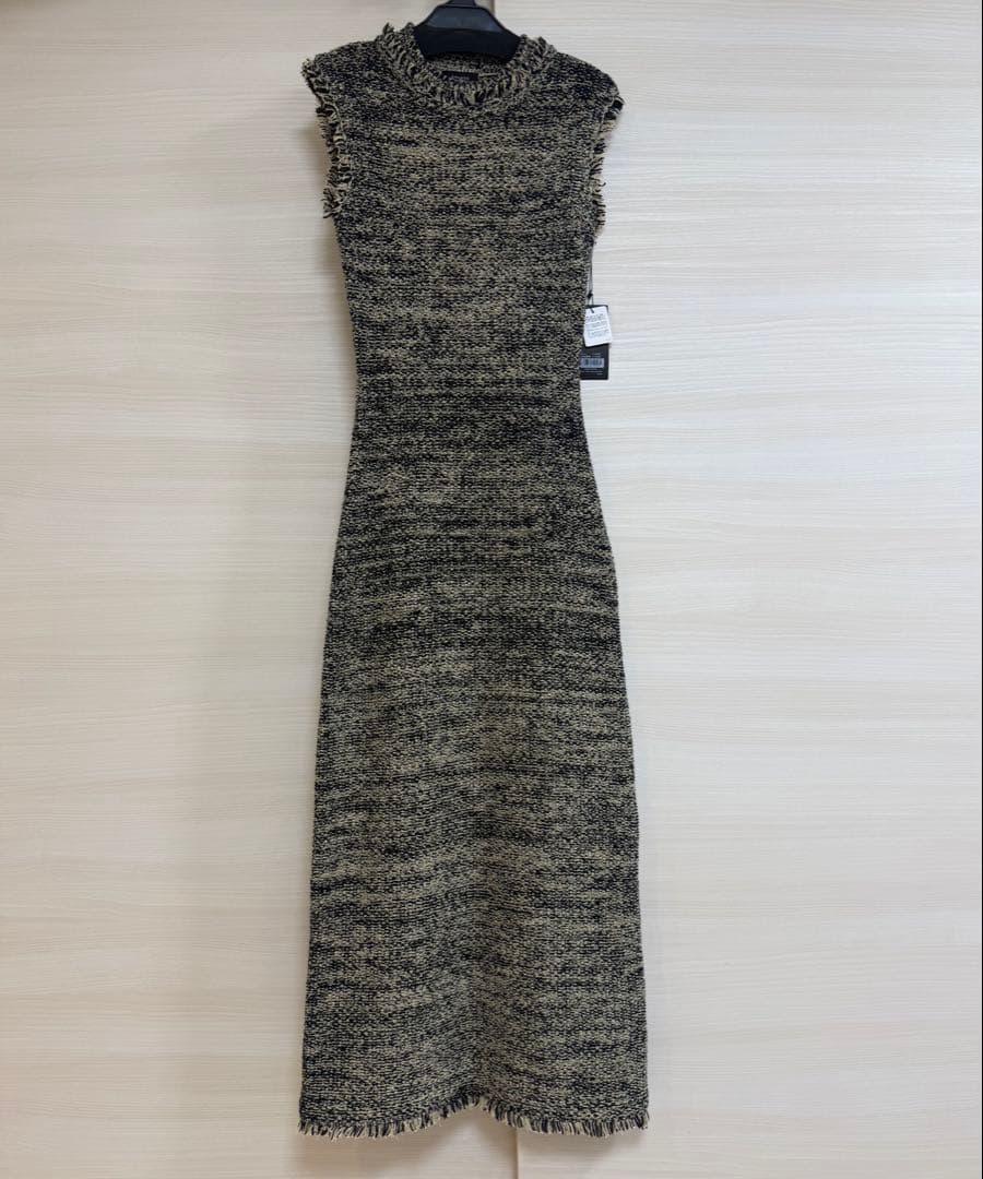 新品 anuans アニュアンス ブラッシュツイードニットワンピース ベージュ