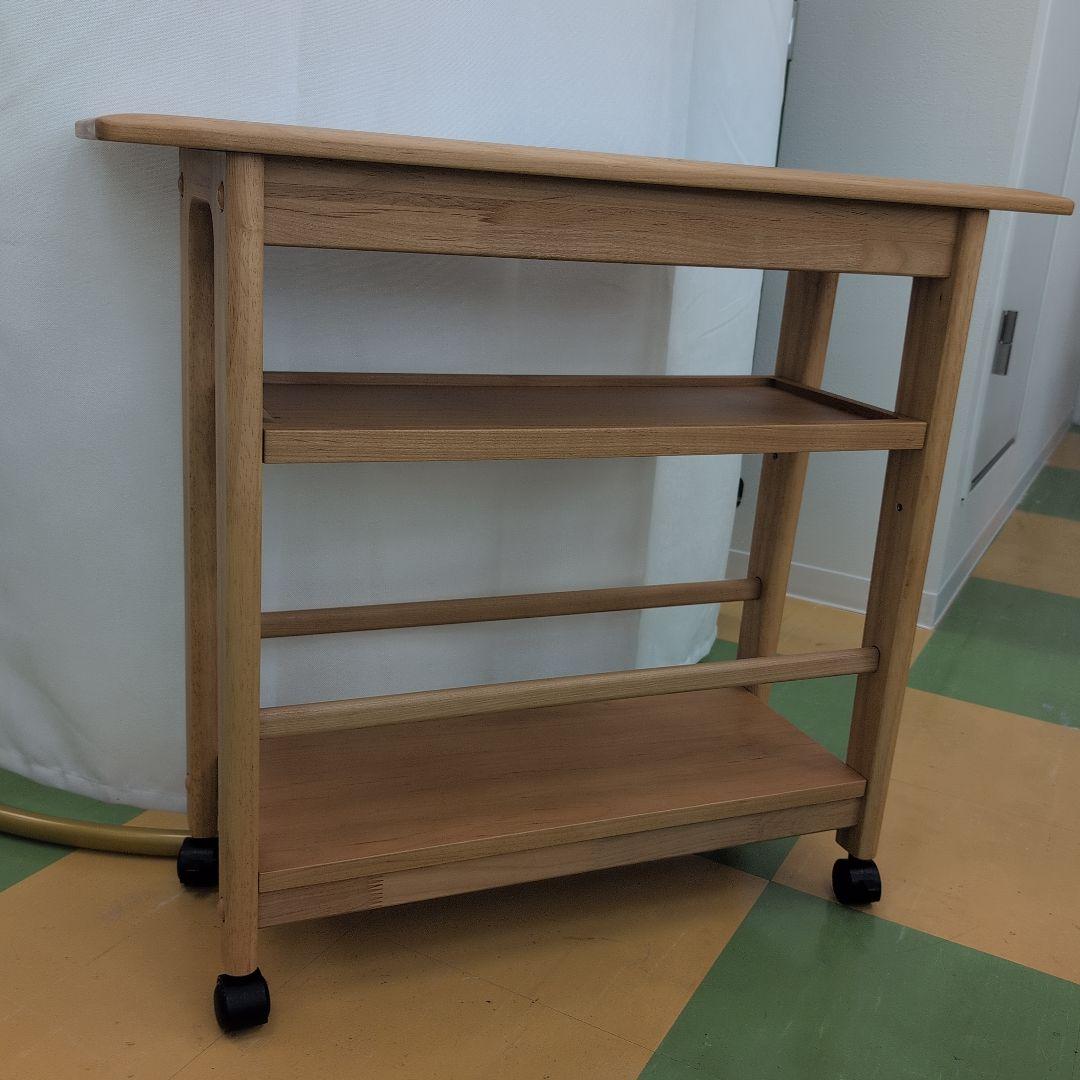 604 木製 3段キッチンワゴン キャスター付き