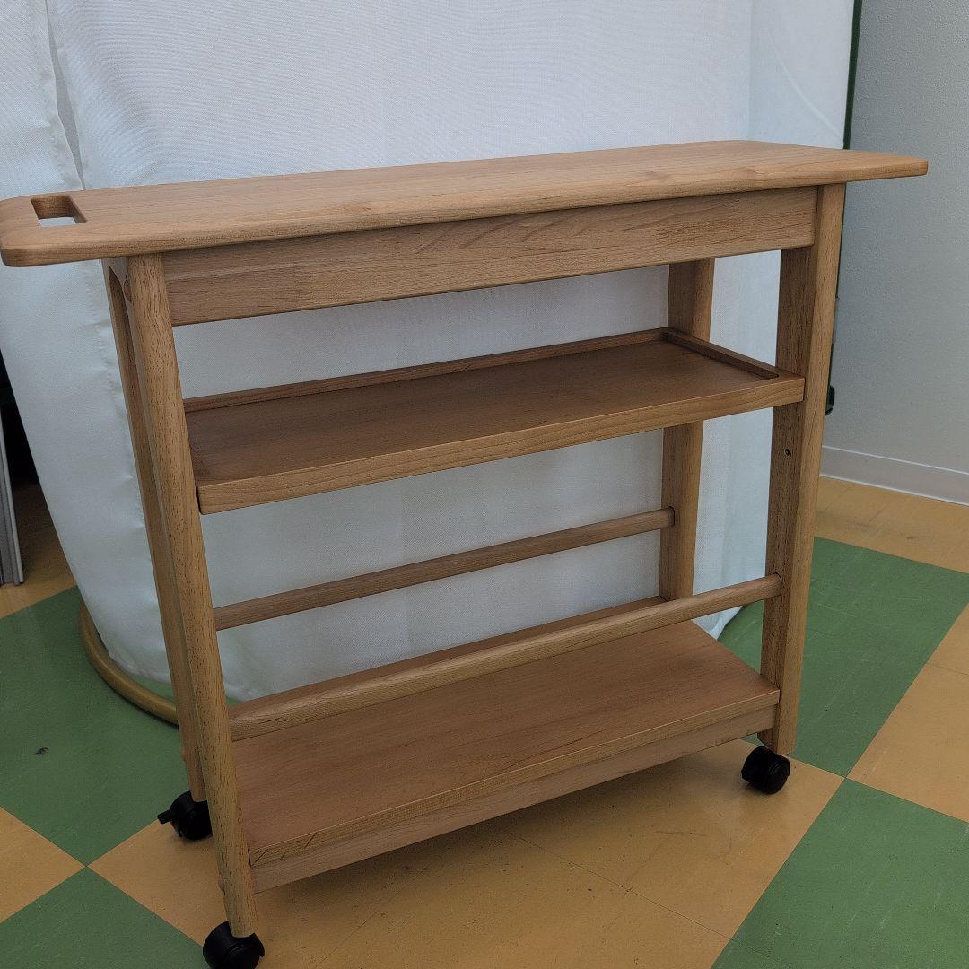 604 木製 3段キッチンワゴン キャスター付き