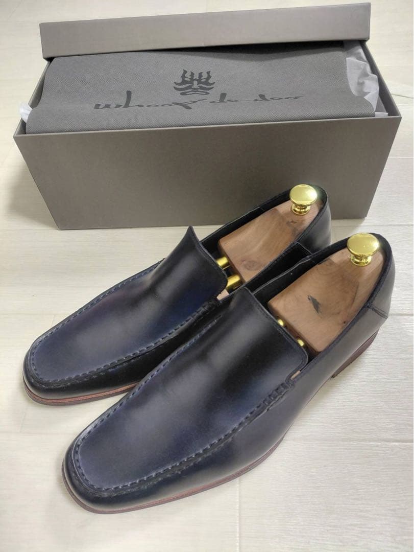 whoop-de-doo ネイビー レザー ローファー