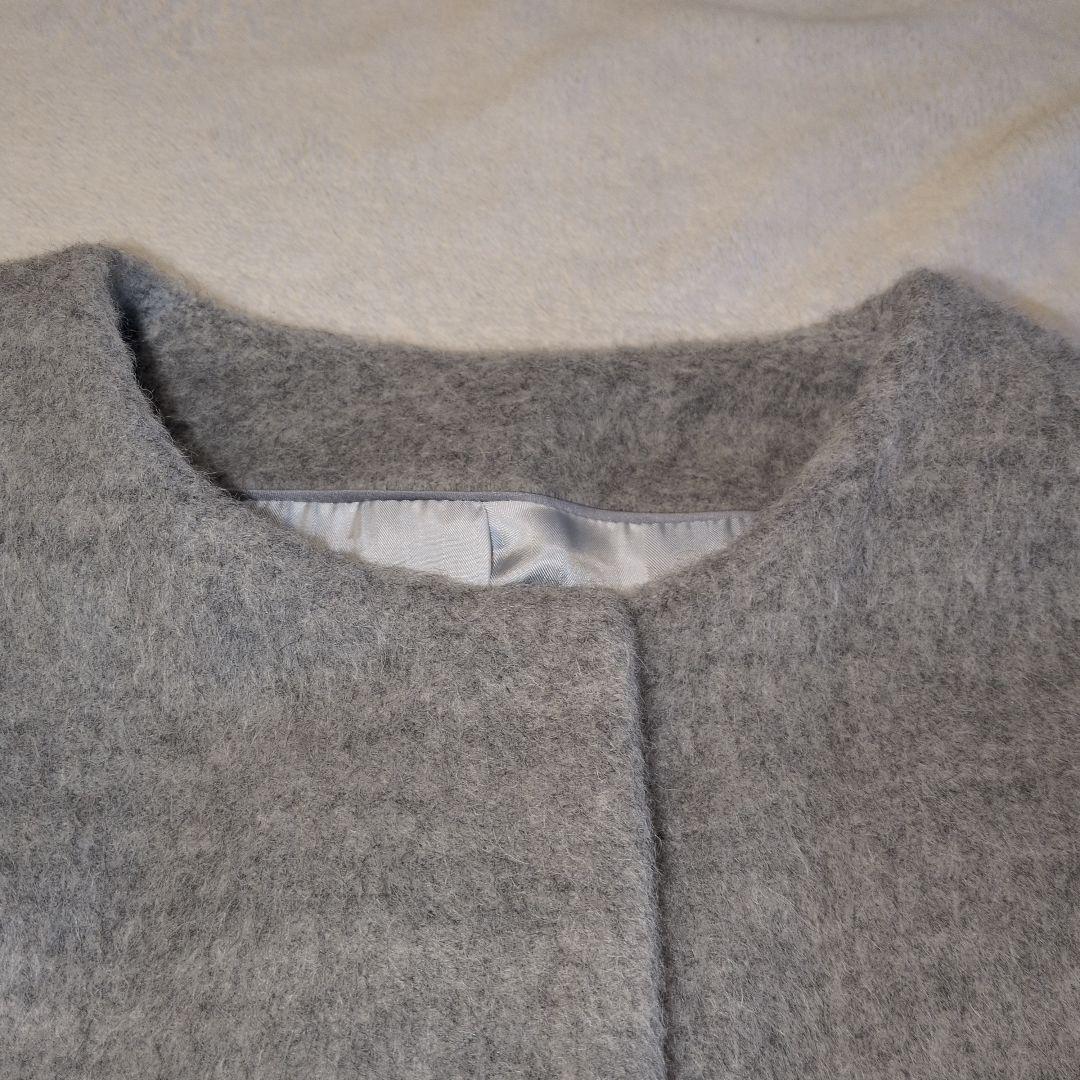 トゥモローランド　アルパカ混ノーカラーコート　グレー 36