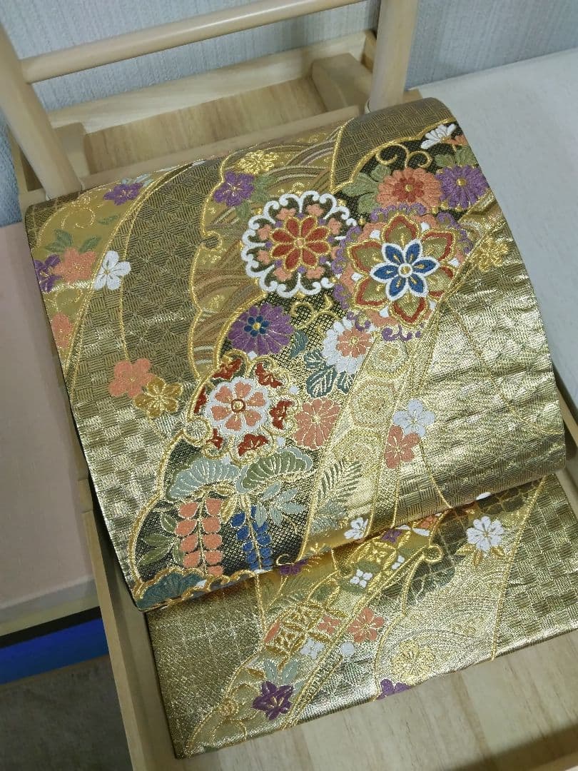 おまとめ 専用 O-277 袋帯 六通 西陣織 唐織 華文 七宝 金糸箔 美品
