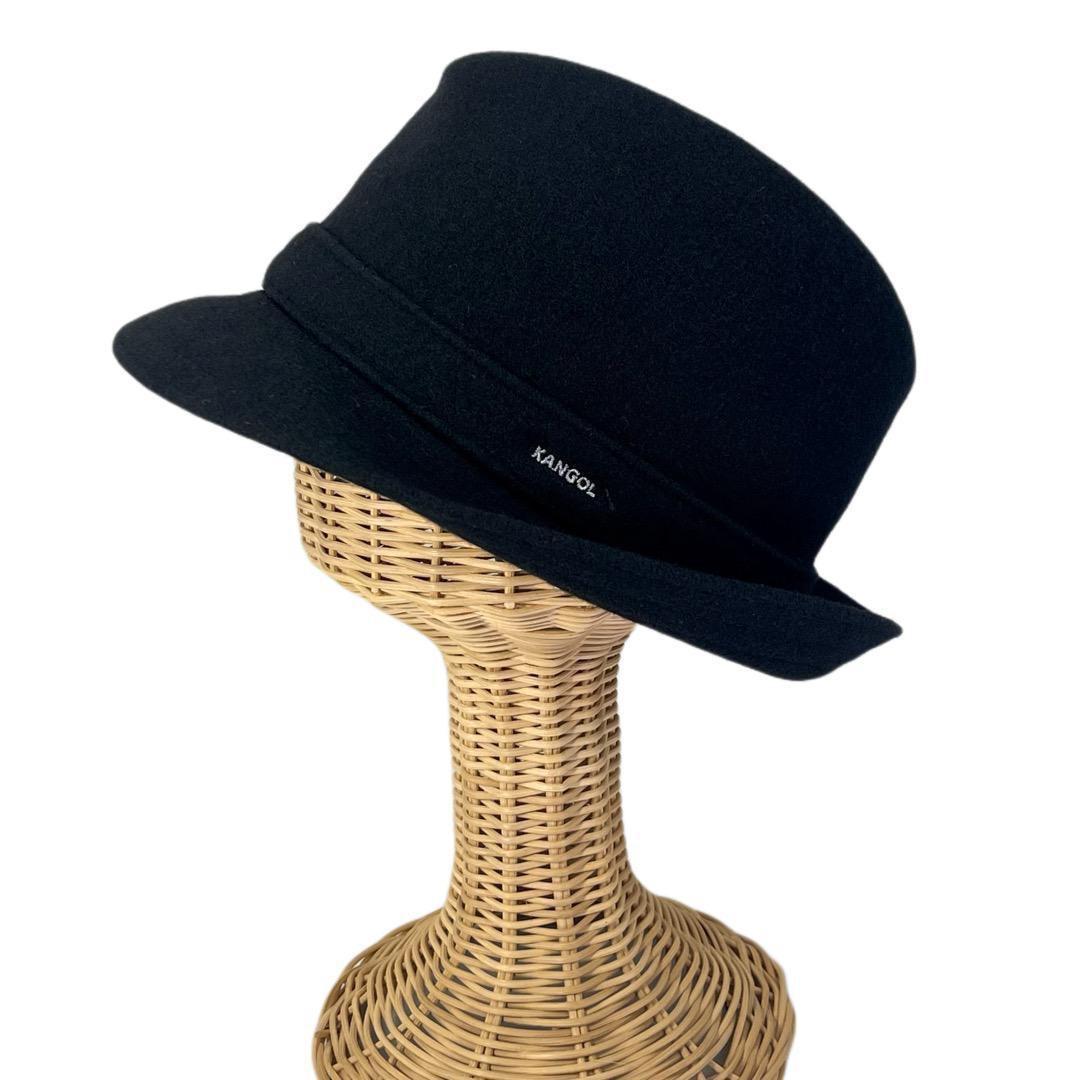 SALE❄️BIG　KANGOL　中折れハット　ウール素材　黒　XLサイズ