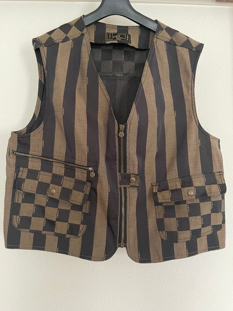 美品‼️フェンディ　ストライプとチェック柄のベスト　M