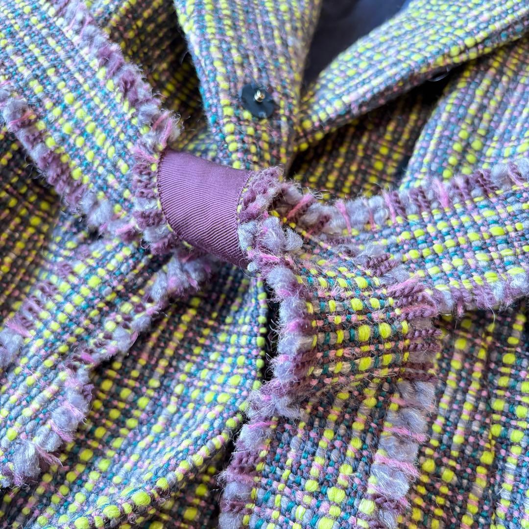 未使用タグ付き✨シビラ　ミックスツイード　ロングコート　ベルト付き　女優襟　L