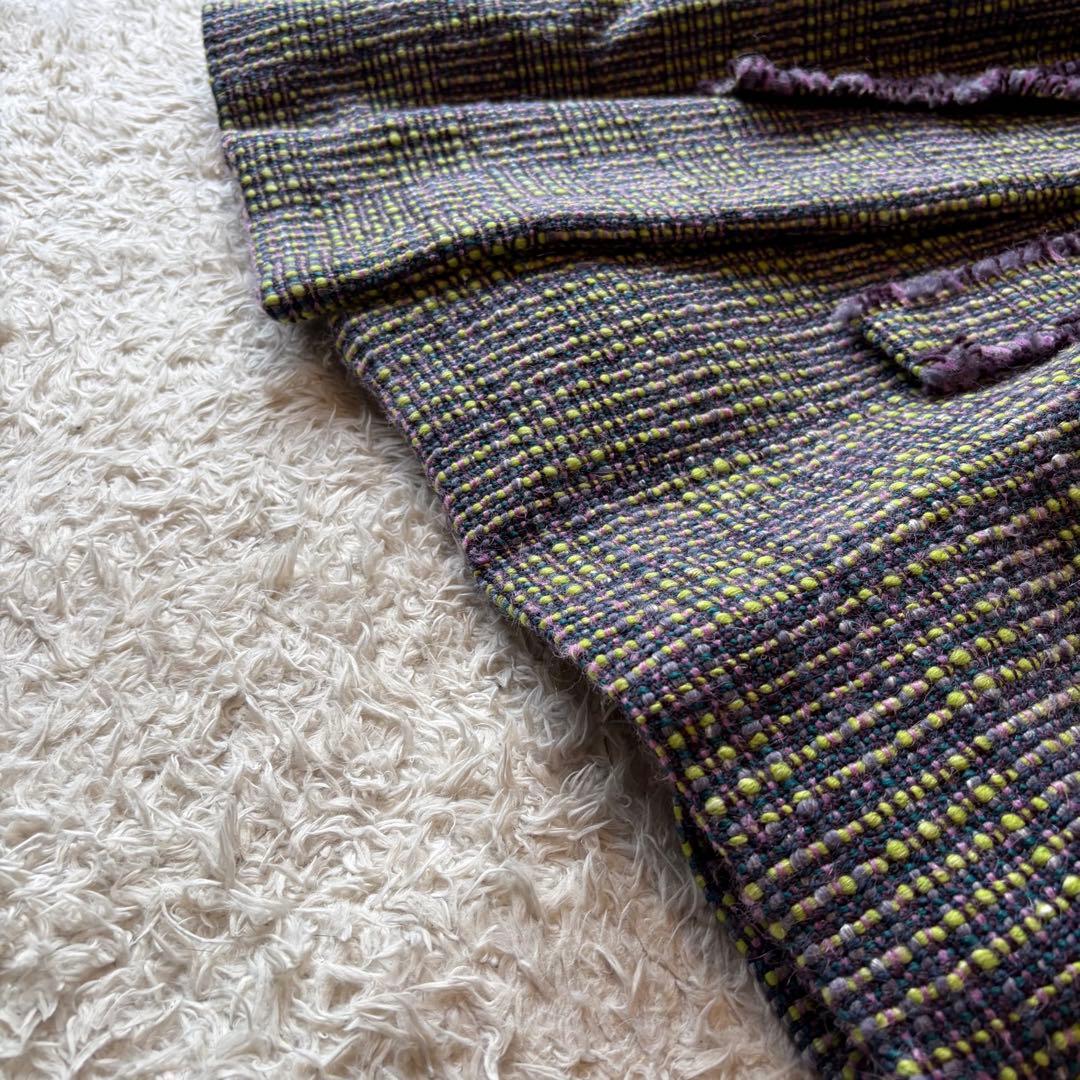 未使用タグ付き✨シビラ　ミックスツイード　ロングコート　ベルト付き　女優襟　L