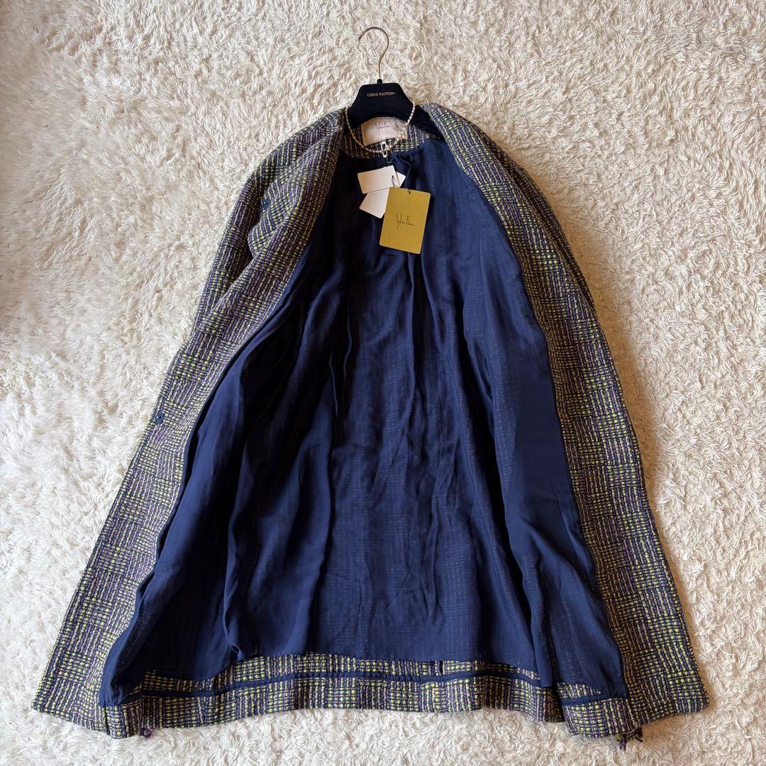 未使用タグ付き✨シビラ　ミックスツイード　ロングコート　ベルト付き　女優襟　L