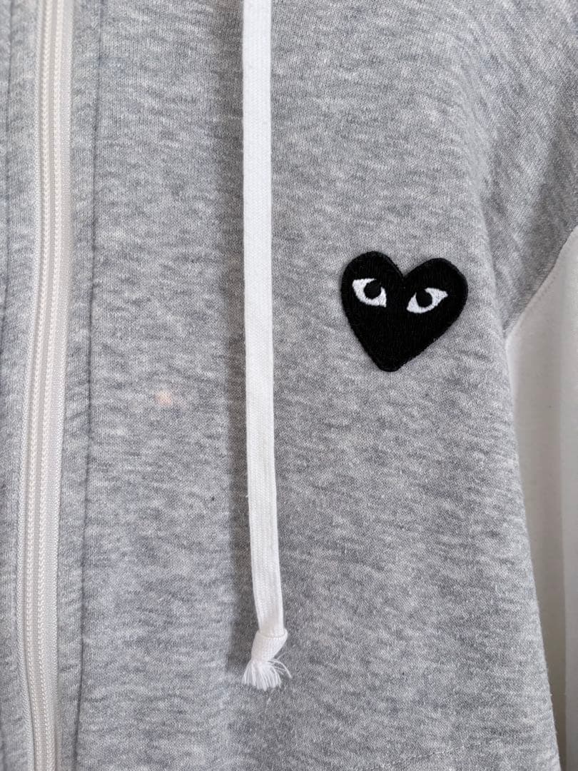 【青山限定】コムデギャルソン　ジップアップパーカー グレー ホワイトレディースM