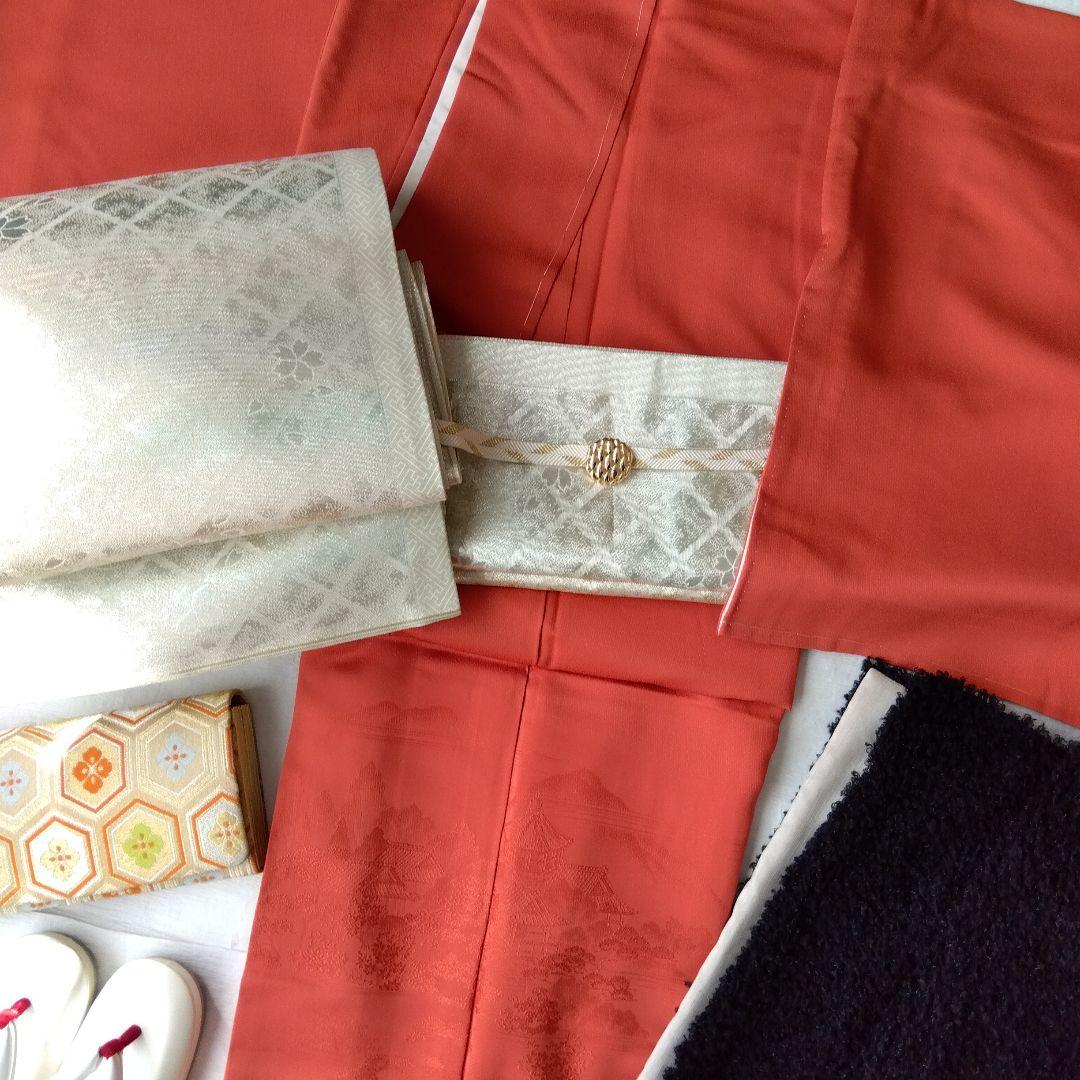 【おまとめ】袋昼夜帯 桜格子パールホワイト 源氏香墨色