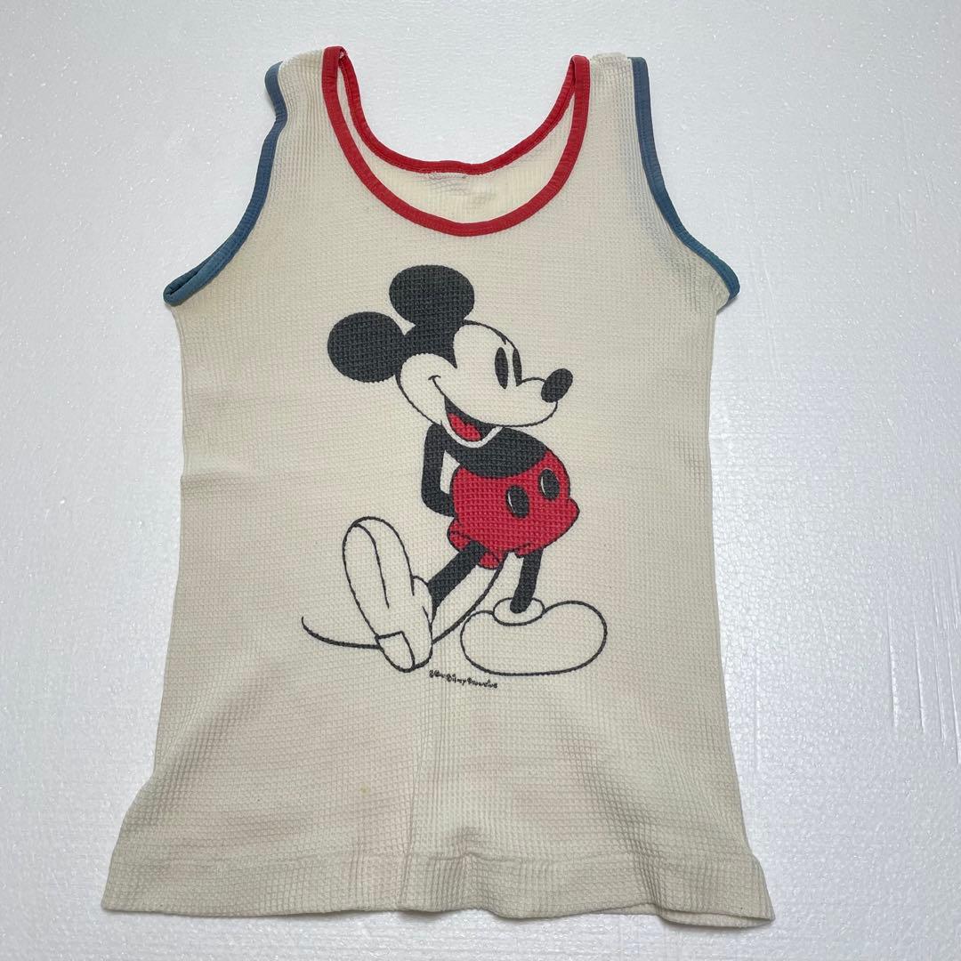 希少 【80's Disney】 \"Mickey タンクトップ　白足