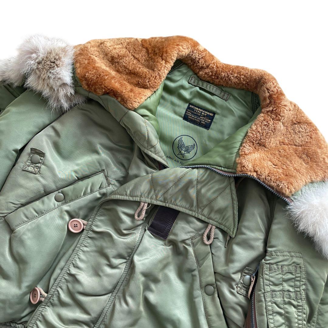 極美品 HOUSTON N-2B フライトジャケット カーキ M ショート丈