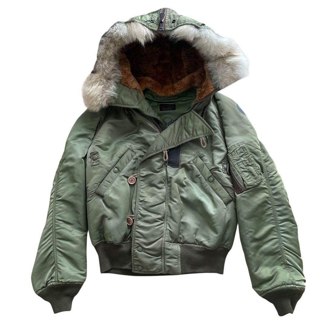 極美品 HOUSTON N-2B フライトジャケット カーキ M ショート丈