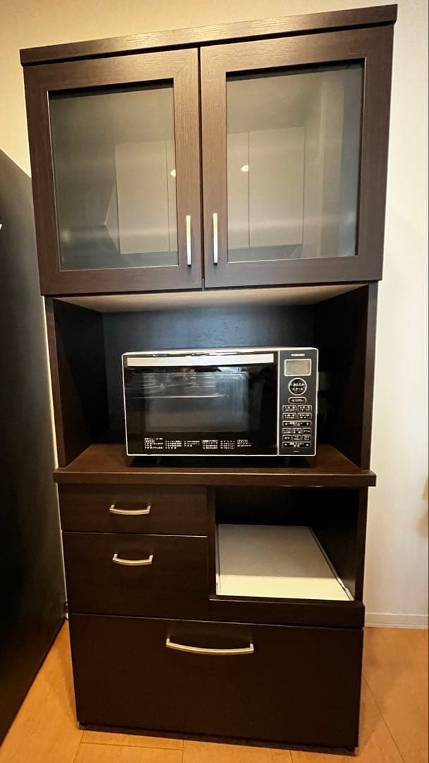 【たのメル便送料込み】食器棚　キッチンボード ニトリ コパン 80KB DBR