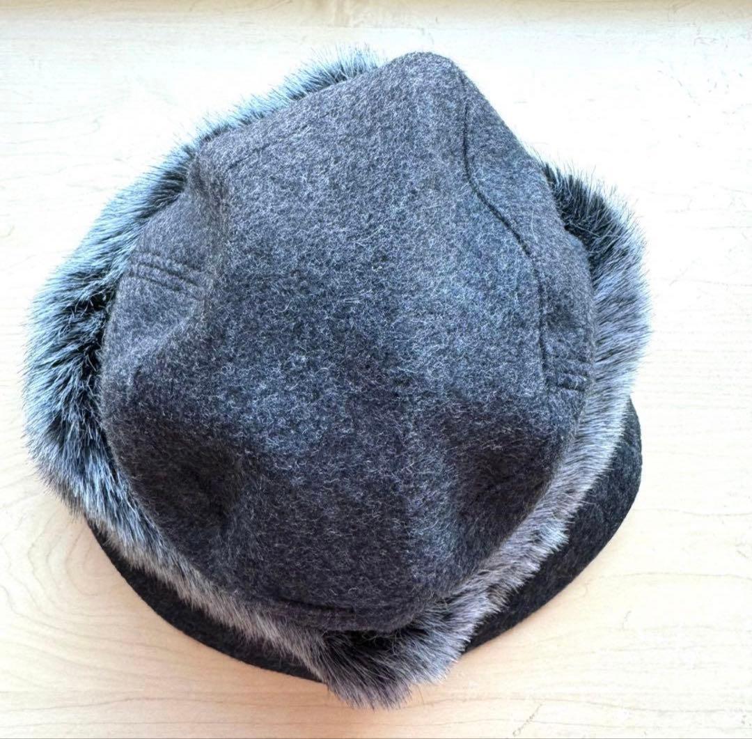 ★新品・タグ付き★アシーナニューヨーク　ファー付き　ウールハット　グレー