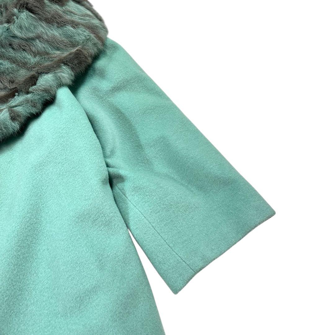 EMBA 裾周り260cm カシミヤ セミロングコート ビッグカラー 毛皮