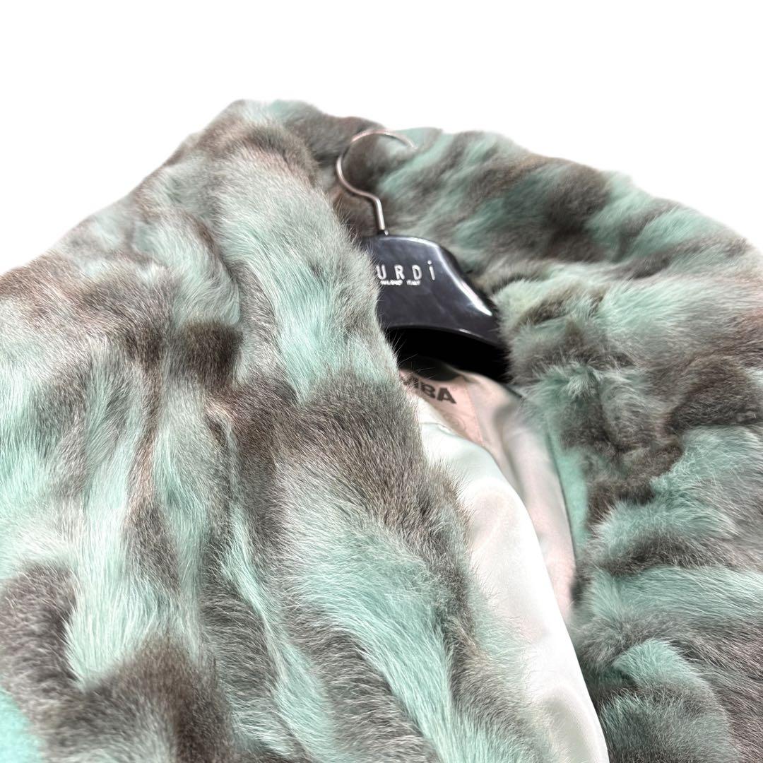 EMBA 裾周り260cm カシミヤ セミロングコート ビッグカラー 毛皮