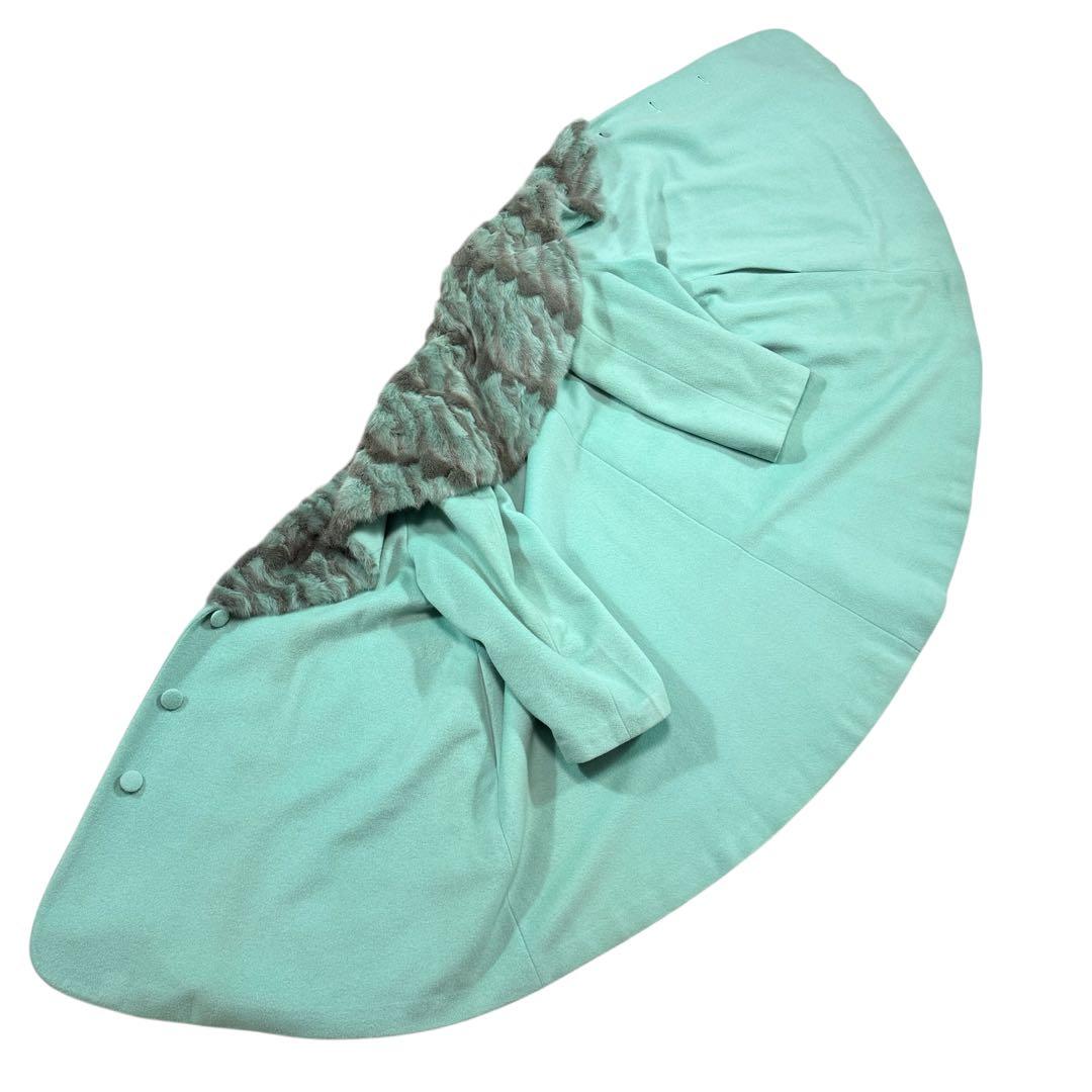 EMBA 裾周り260cm カシミヤ セミロングコート ビッグカラー 毛皮