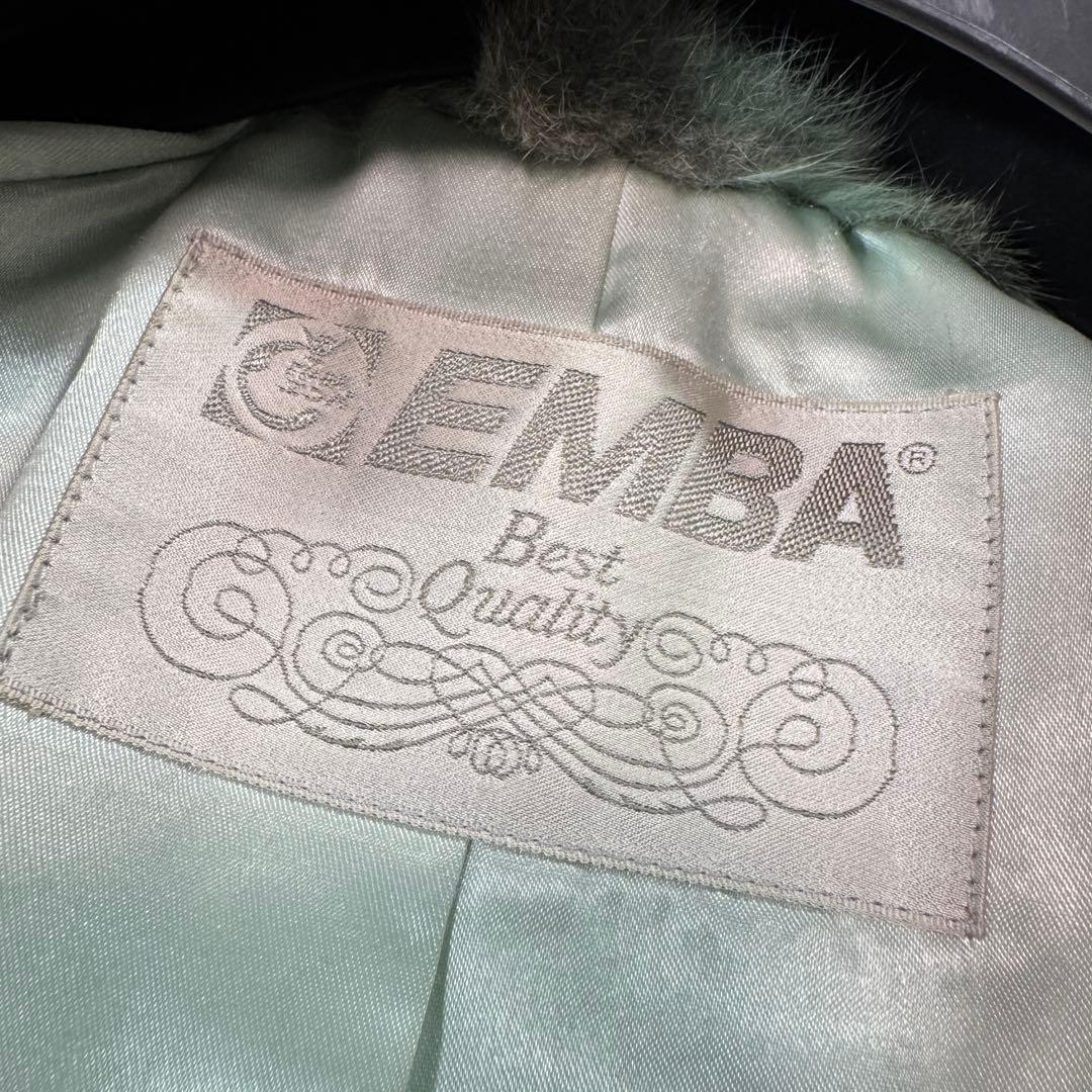 EMBA 裾周り260cm カシミヤ セミロングコート ビッグカラー 毛皮