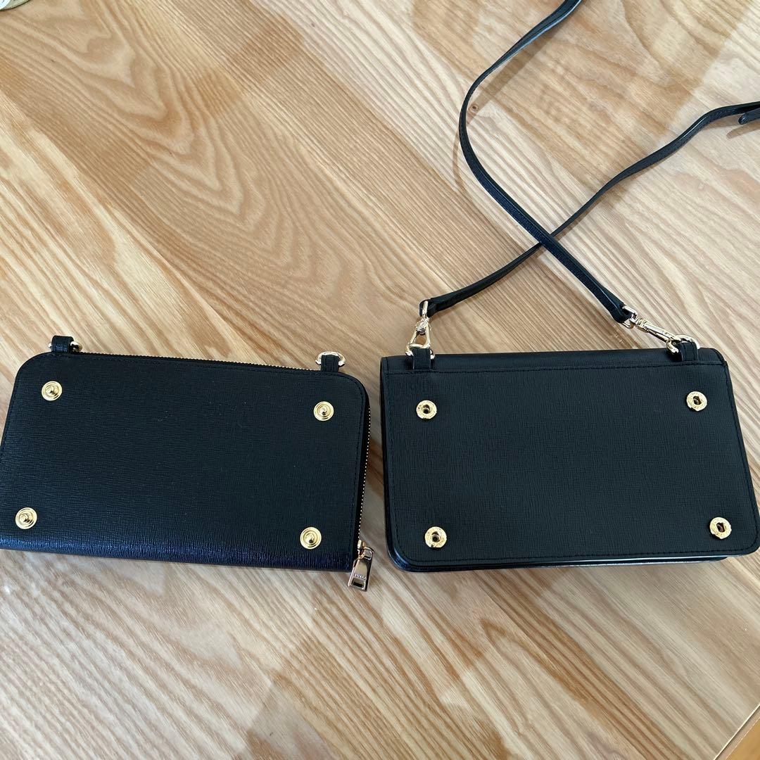 極美品　FURLA リーヴァ 2way ウォレットショルダーバッグ　ブラック