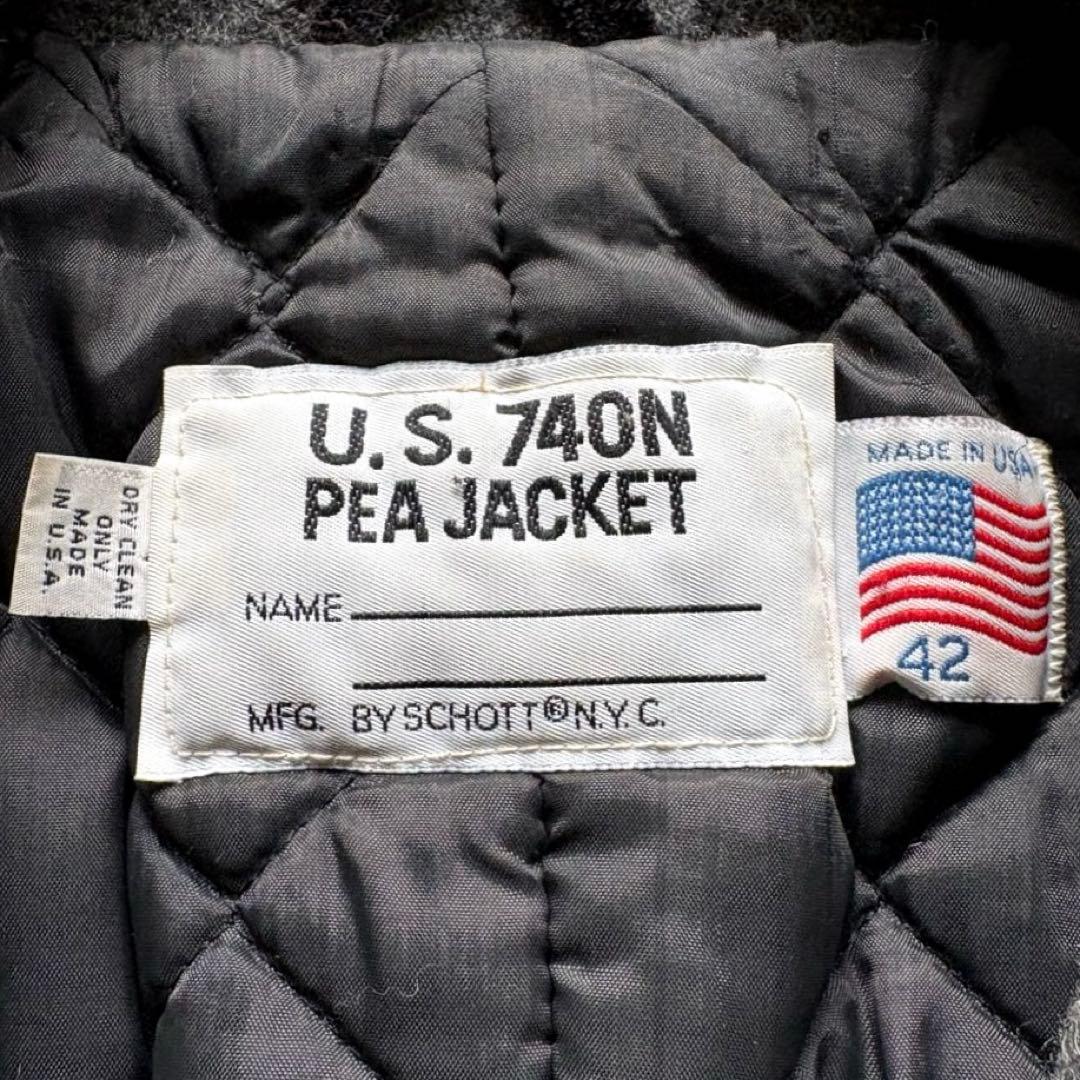 ★希少 XLサイズ★ SCHOTT ピーコート ジャケット USA製 灰色 42
