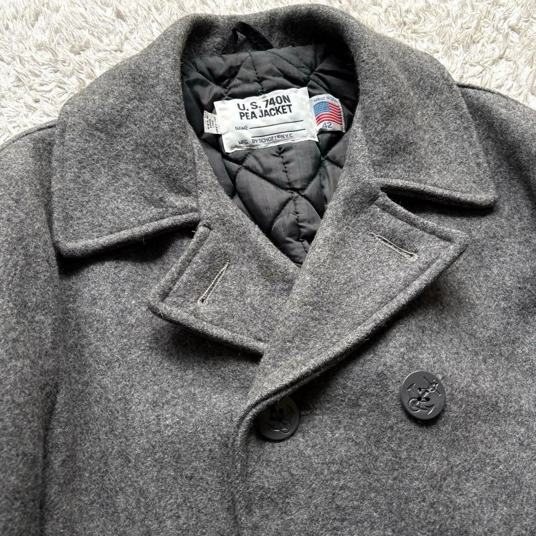★希少 XLサイズ★ SCHOTT ピーコート ジャケット USA製 灰色 42