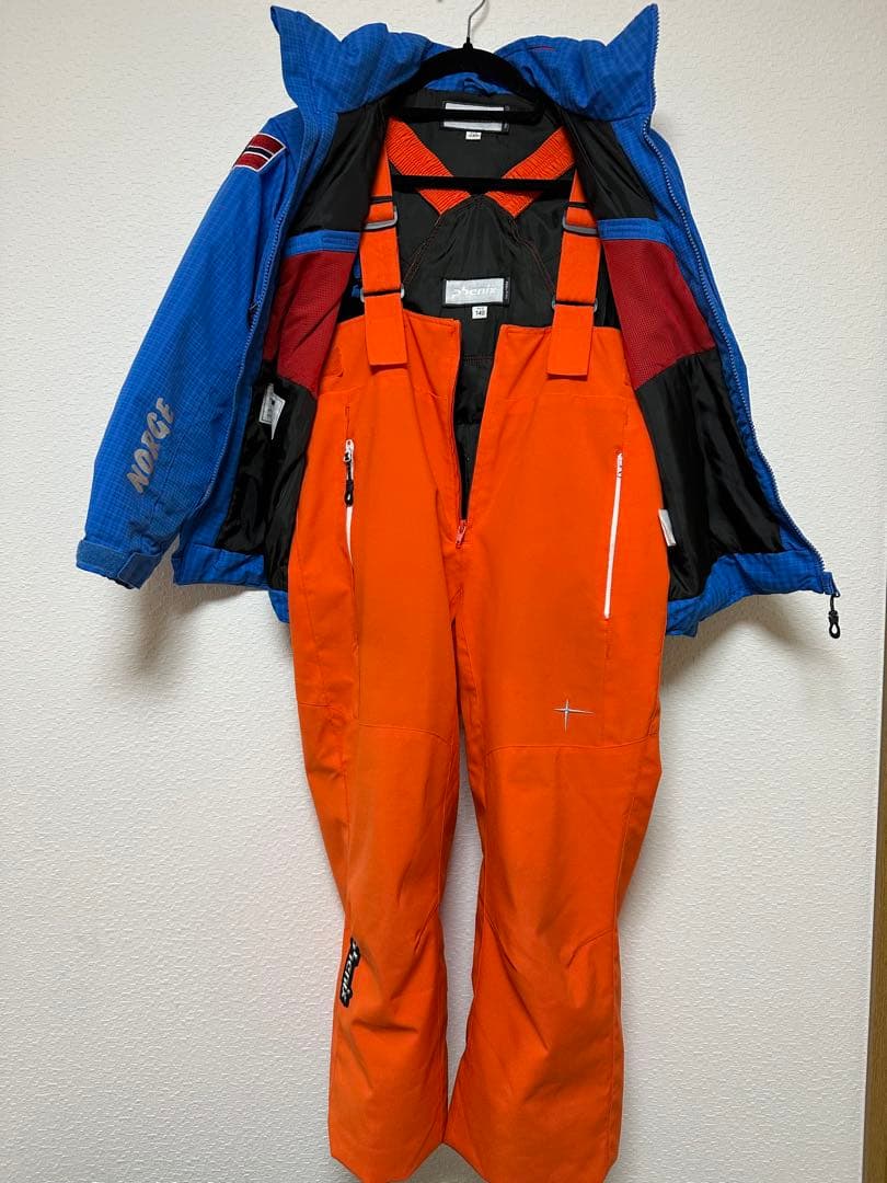 140cm Phenix 子ども用スキーウェア 青オレンジ 手袋付き！