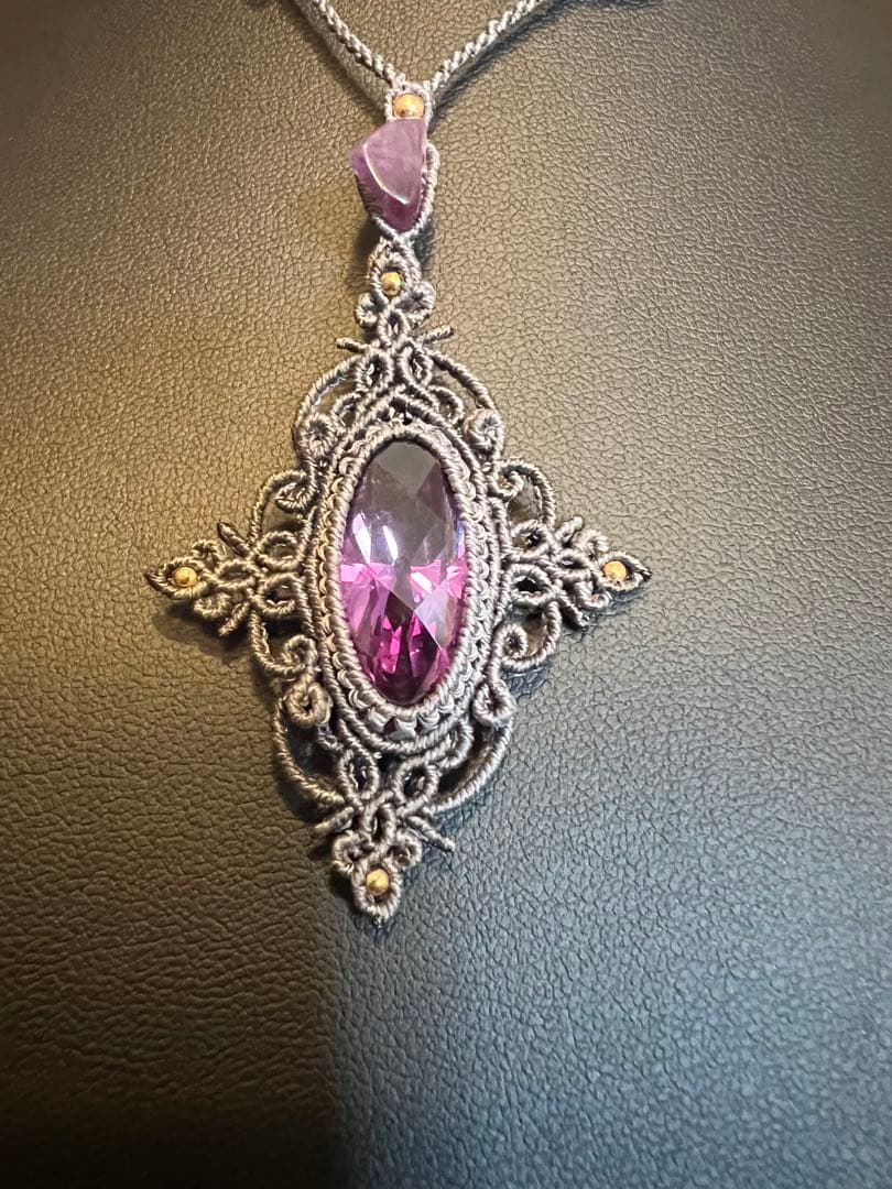 【handmade_Luna】マクラメ× アメシスト ネックレス【2点セット】