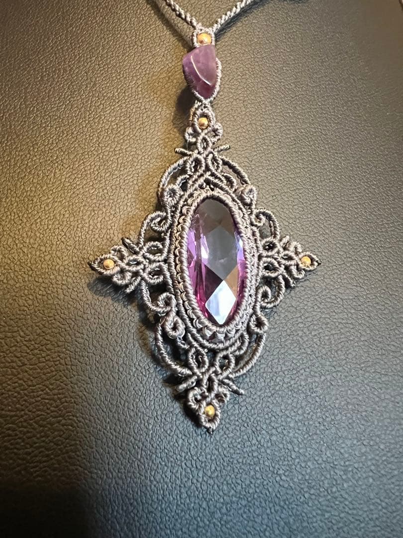 【handmade_Luna】マクラメ× アメシスト ネックレス【2点セット】