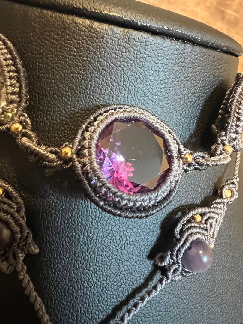 【handmade_Luna】マクラメ× アメシスト ネックレス【2点セット】