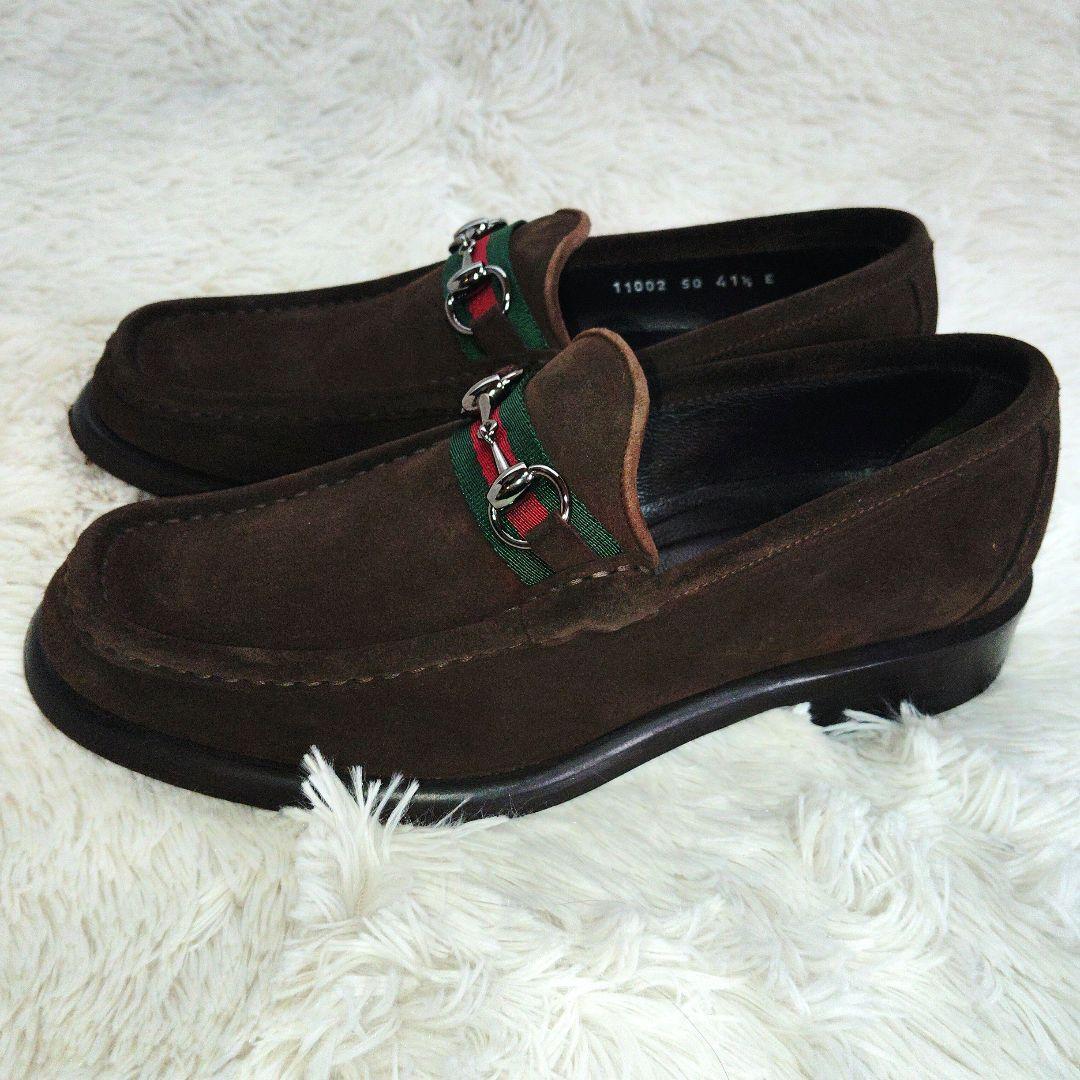 【美品】GUCCI　ホースビットローファー　スエード　ブラウン　41.5
