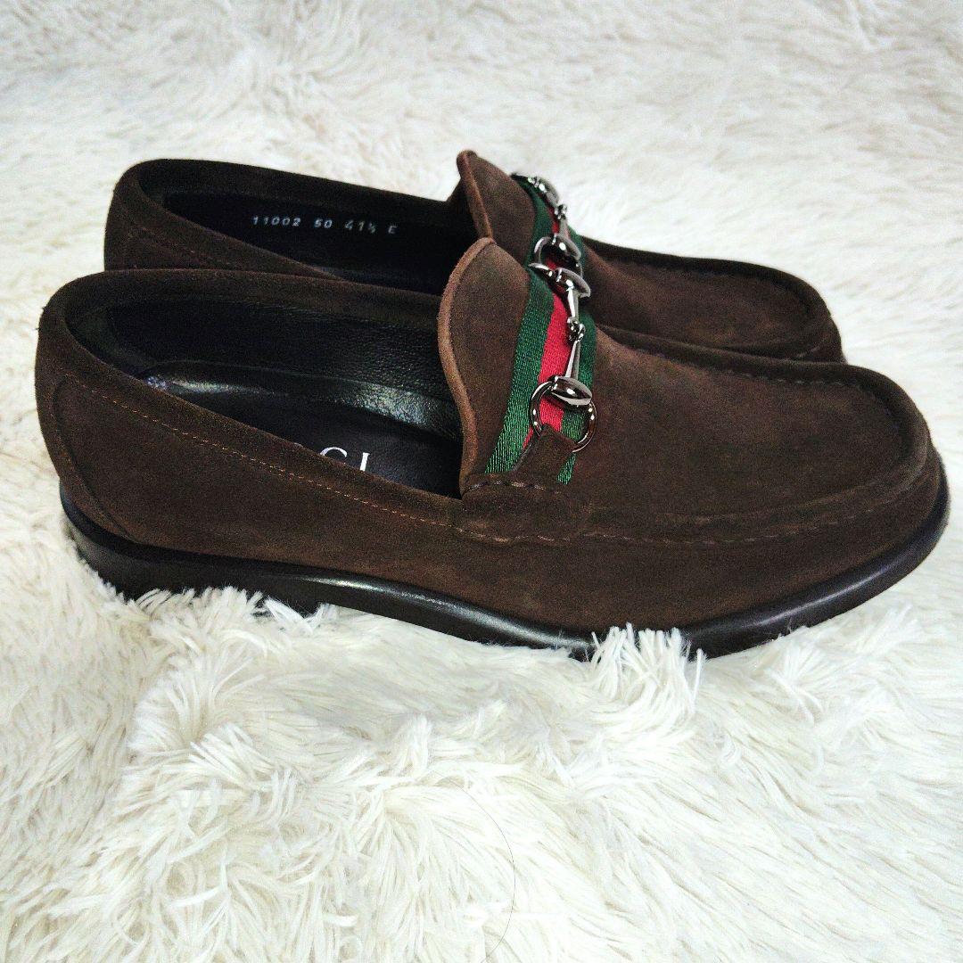 【美品】GUCCI　ホースビットローファー　スエード　ブラウン　41.5