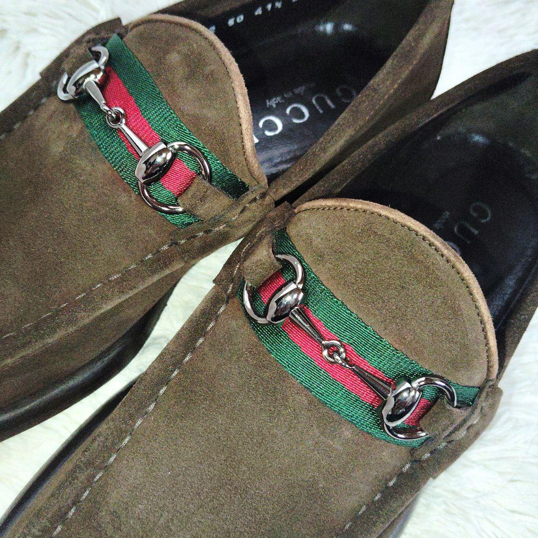 【美品】GUCCI　ホースビットローファー　スエード　ブラウン　41.5