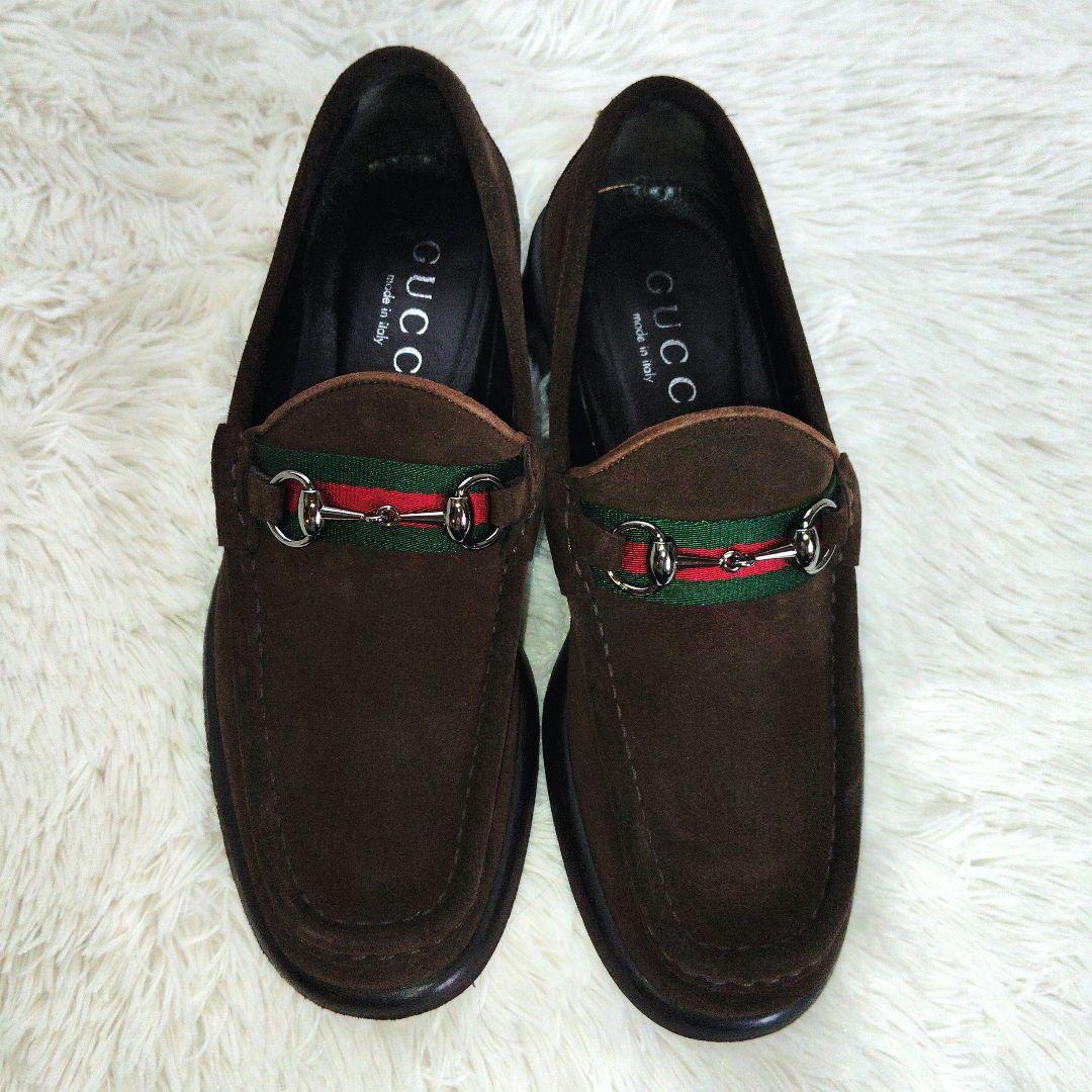 【美品】GUCCI　ホースビットローファー　スエード　ブラウン　41.5