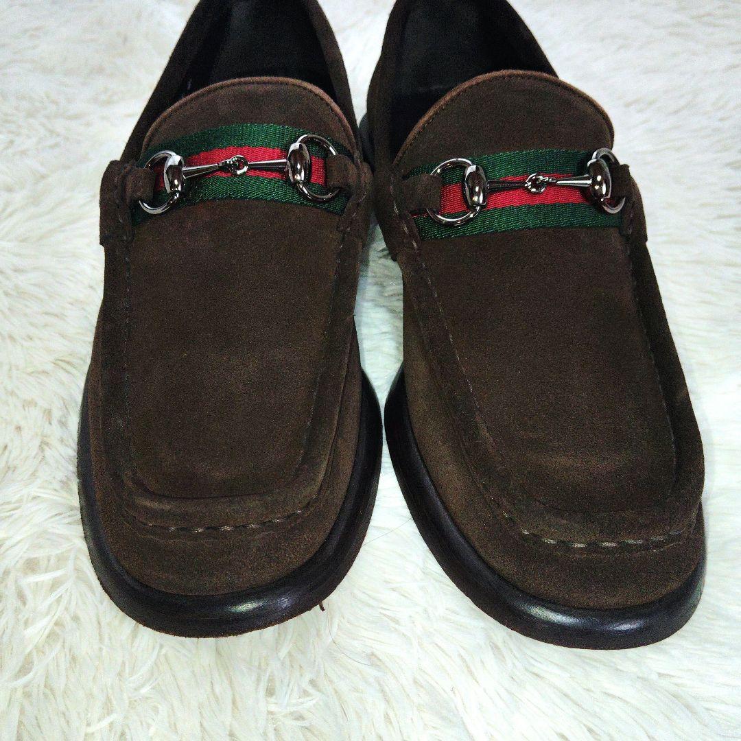 【美品】GUCCI　ホースビットローファー　スエード　ブラウン　41.5