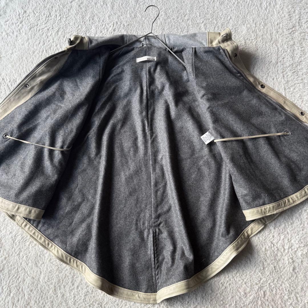 ダクテ dacute ウール×レザー ポンチョ イタリア製 フルジップ グレー