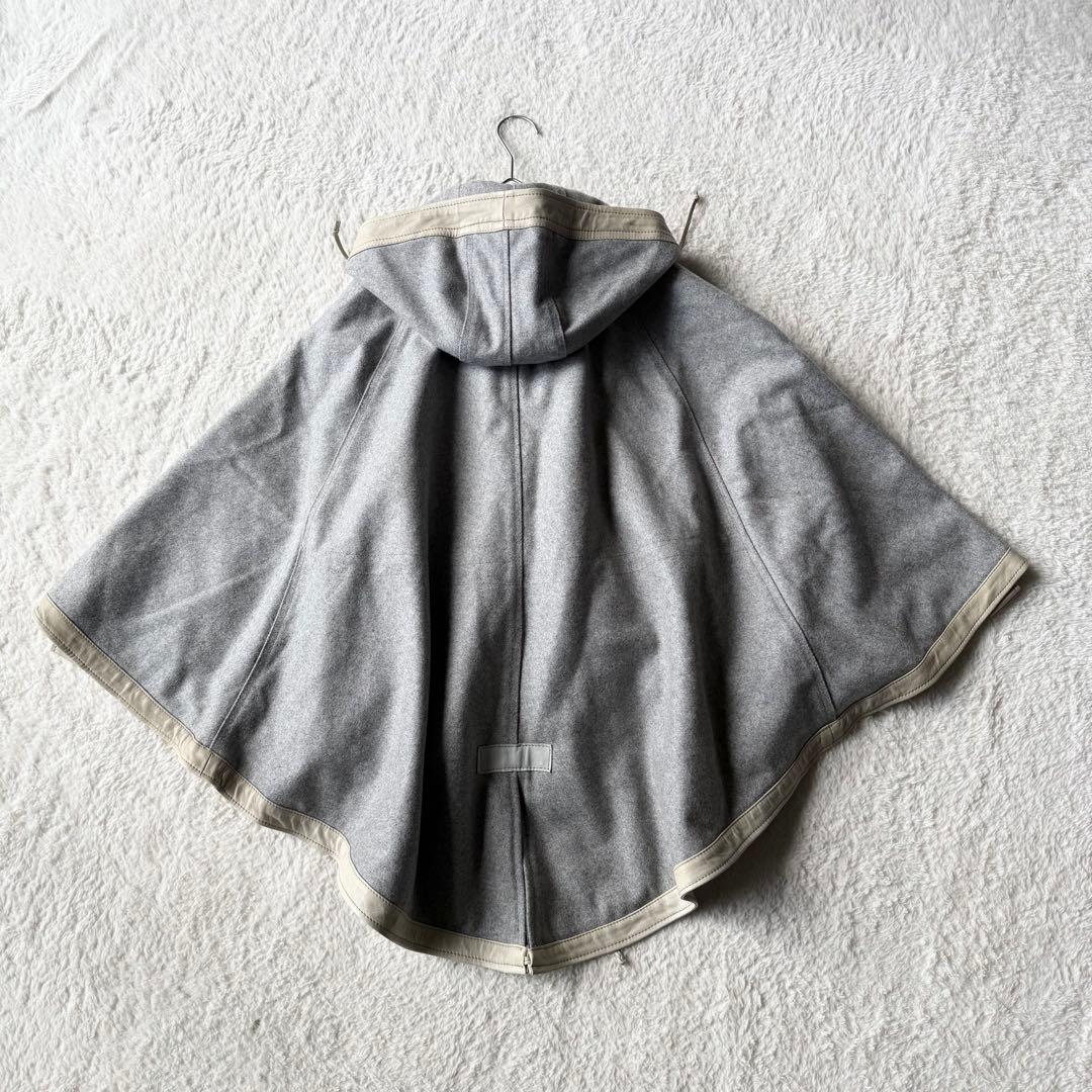 ダクテ dacute ウール×レザー ポンチョ イタリア製 フルジップ グレー