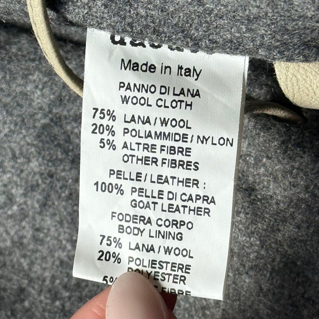 ダクテ dacute ウール×レザー ポンチョ イタリア製 フルジップ グレー