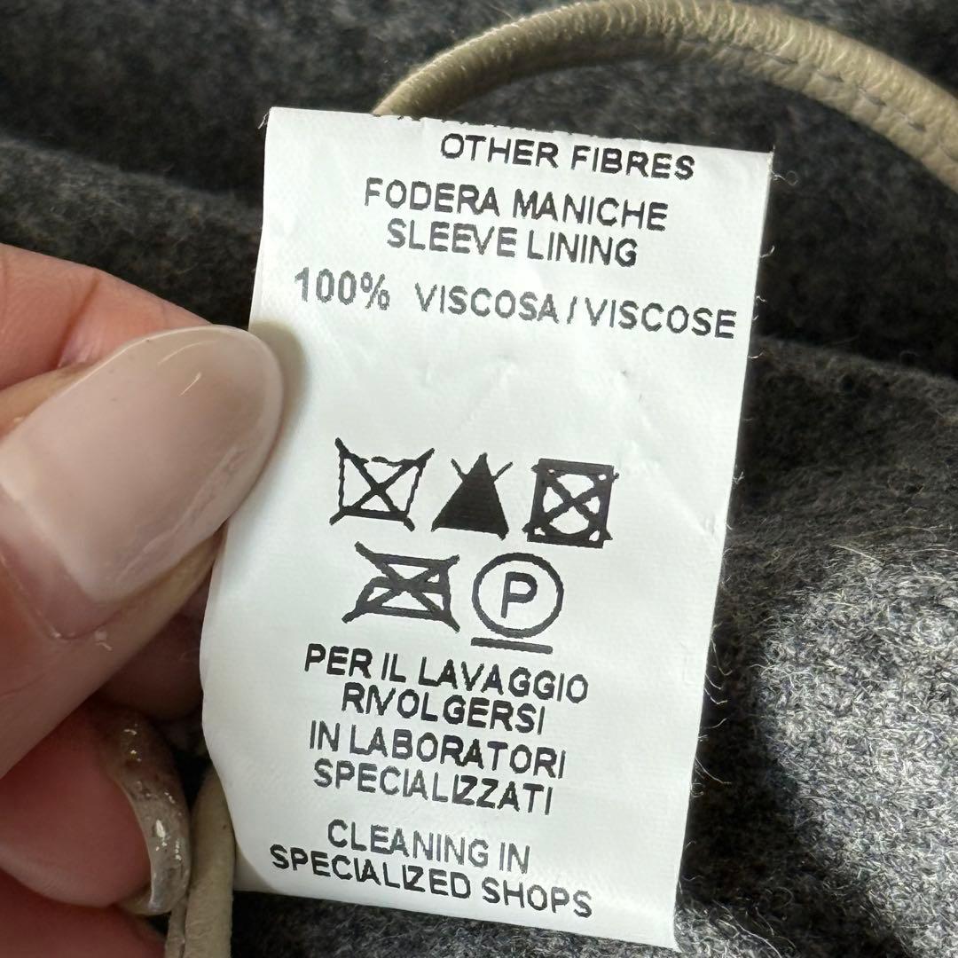 ダクテ dacute ウール×レザー ポンチョ イタリア製 フルジップ グレー