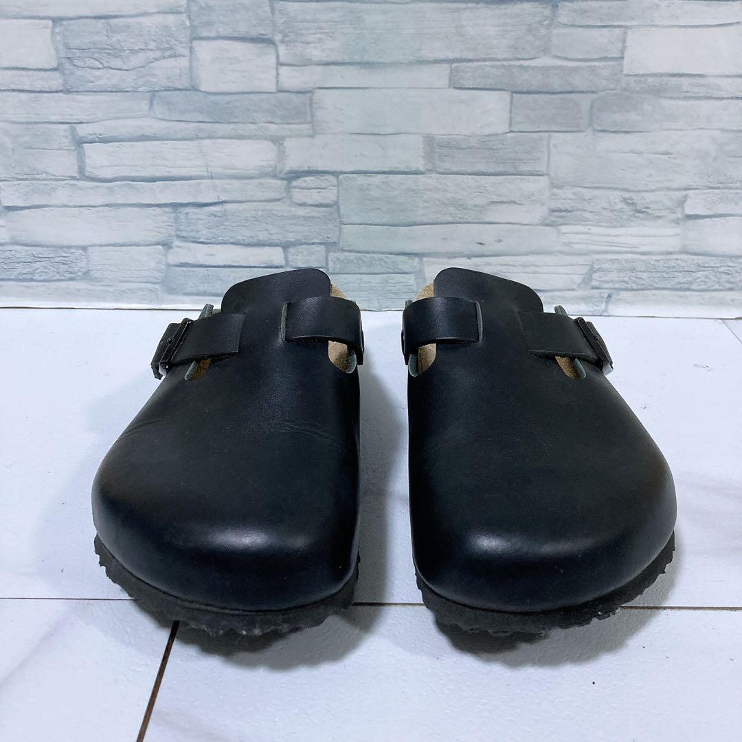 美品 ビルケンシュトック ボストン 本革 サボサンダル ブラック 黒 26.0