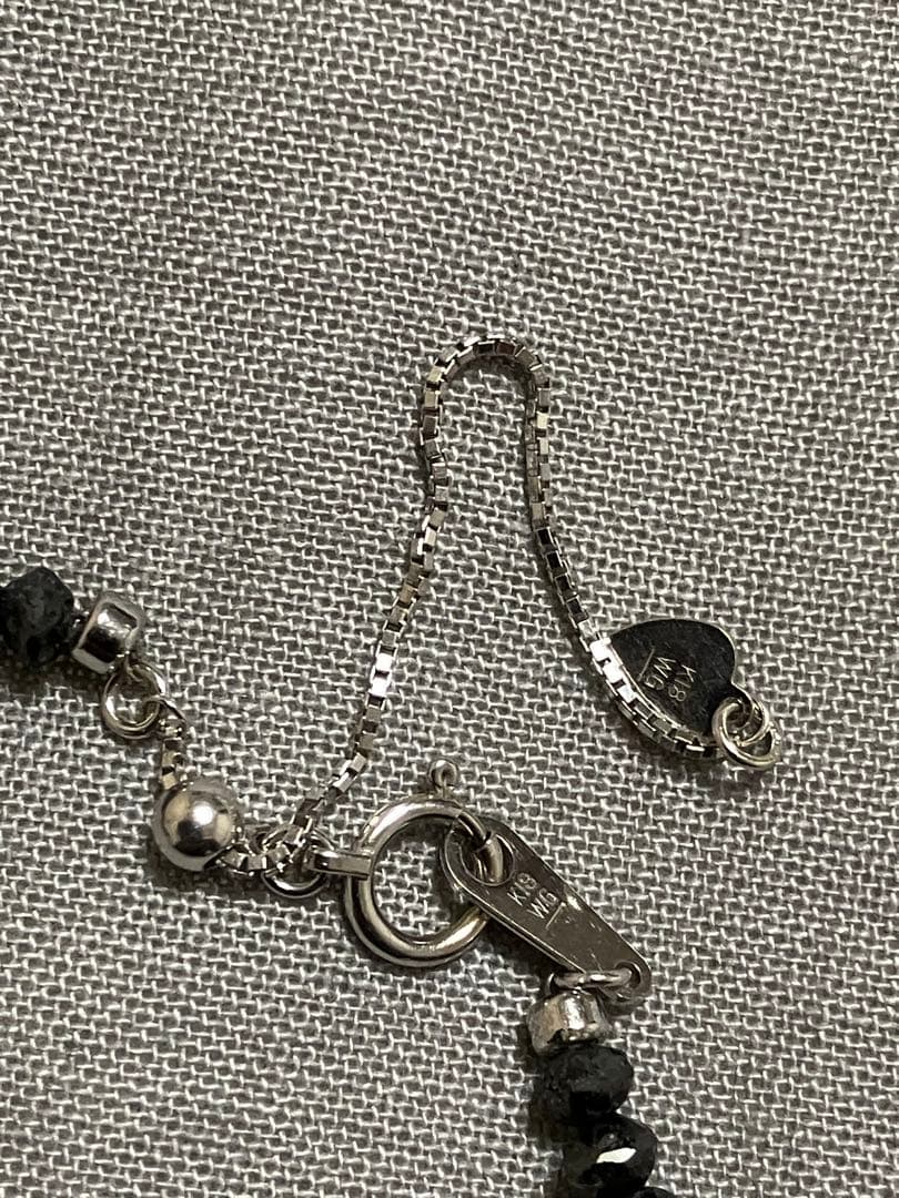 K18WG ブラックダイヤネックレス50カラット スライド調節　送料無料