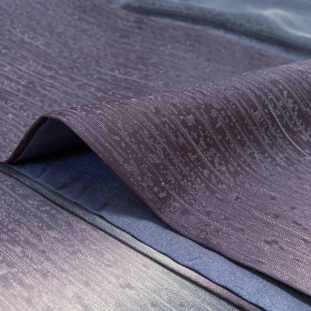 【美品✨】東レシルック　洗える着物　小紋　ぼかし染め　紫みの暗い灰　暗い灰紫F3