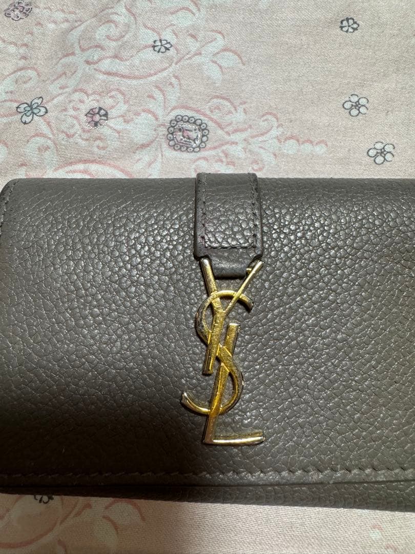 値下げ！YSL グレー レザー キーケース